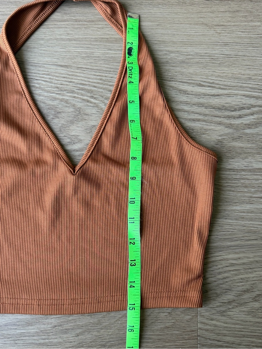 SHEIN Ribbed Deep V Halter Crop Top - Rust - Picture 4 of 6